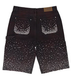 Rhinestone Cowboy Black Acid Wash Denim Shorts