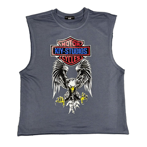 "AMERCIAN BADASS" CUT-OFF SHIRT STEEL