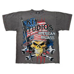 "AMERICAN BADASS" T-SHIRT GARMENT DYED GRAY