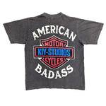 "AMERICAN BADASS" T-SHIRT GARMENT DYED GRAY