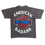 "AMERICAN BADASS" T-SHIRT GARMENT DYED GRAY