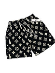 Black "Ri" Puff Print Shorts