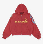 Reconstructed Folded Zip Hoodie 'Red'