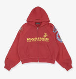 Reconstructed Folded Zip Hoodie 'Red'