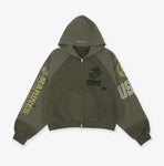 Reconstructed Folded Zip Hoodie 'Green'