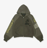 Reconstructed Folded Zip Hoodie 'Green'