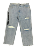 Matiere De Desirs Logo Frayed Cropped Denim