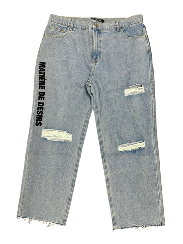 Matiere De Desirs Logo Frayed Cropped Denim