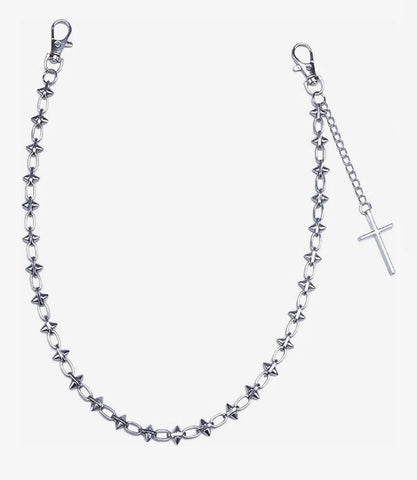 Spiked Linked Chain w/ Cross Wallet Chain