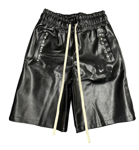 Merlin's Father Leather Studded Shorts