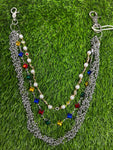 3 LAYER PEARL AND RHINESTONE WALLET CHAIN