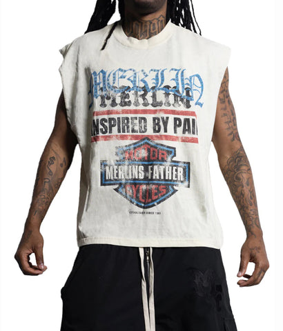 Heavyweight MOTO Sleeveless Tee Cream