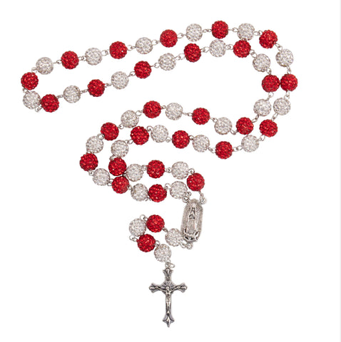 Red Beaded Rhinestone Rosary