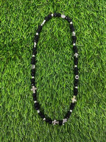 Kool Linxz Black/Silver Mixed Bead Necklace