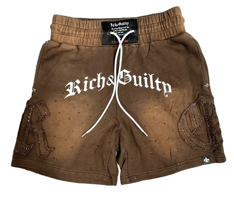 R&G BROWN RHINESTONE SHORTS