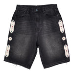 Rhinestone Embellished Denim Shorts 'Black'