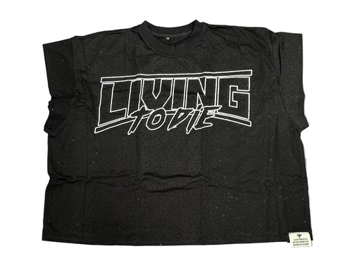 Living To Die DTF Taglaire Cut Off Black Tee