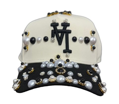 Black/Cream Flipped LA Dodgers Rhinestone Snapback