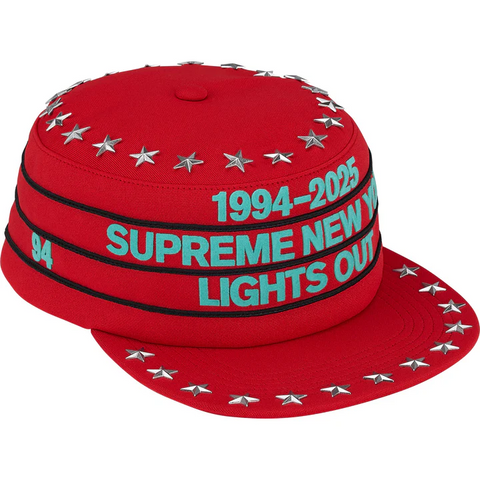 Stars Studded Pillbox Hat (Red)