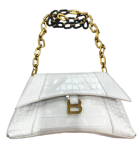 Balenciaga Shiny Embossed Croc Calf Hand Clutch Purse