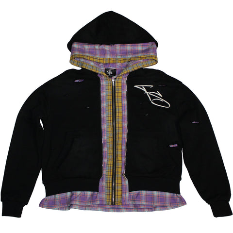 Rockstar Sandler Flannel Zip Up Hoodie