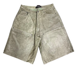 Olive Leather Shorts