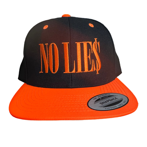 NO LIES BLACK/NEON ORANGE SNAPBACK