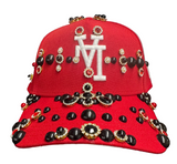 Red Flipped LA Dodgers Rhinestone Snapback
