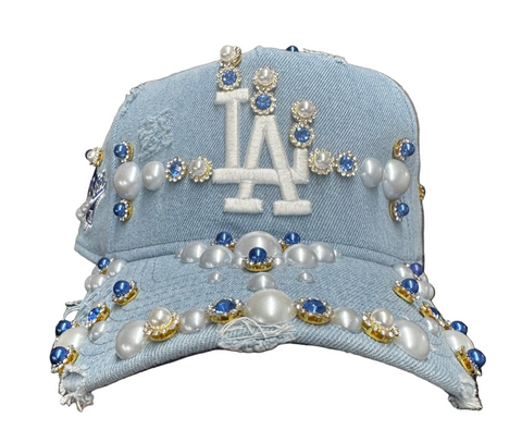 Denim LA Dodgers Rhinestone Snapback