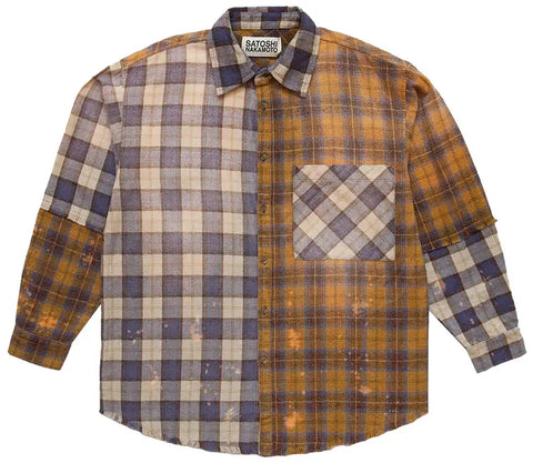Satoshi Nakamoto Patchwork Logo Shirt "Brown"