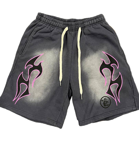 Hellstar Flame Shorts Grey/Pink