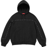 Piping Zip Up Hooded Sweatshirt (Black)