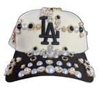 Black and Cream LA Dodgers Rhinestone Snapback