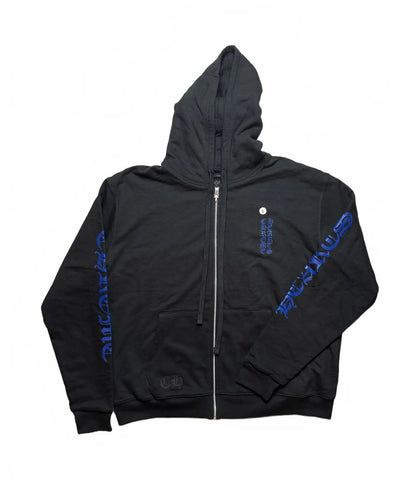 Chrome Hearts Zip Up Hoodie Vertical Logo (Black/Blue)