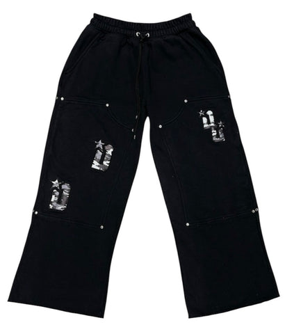 Studded Carpenter Sweatpants (Black/Camo)