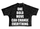 One Bold Move Oversized Crop Tee (Black)