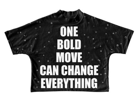 One Bold Move Oversized Crop Tee (Black)