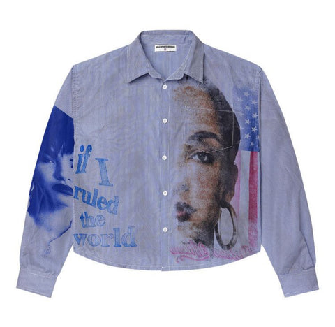 FREEDOM BUTTON UP (PIN STRIPE BLUE)