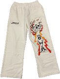 'LIGHTNING SKULL' WHITE ENNUI SWEATPANTS