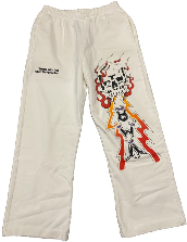 'LIGHTNING SKULL' WHITE ENNUI SWEATPANTS