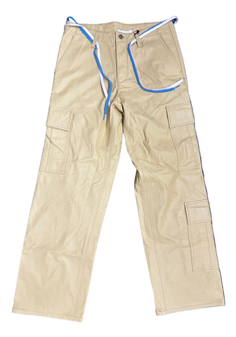 Leather Cargo Pants (Light Yellow)
