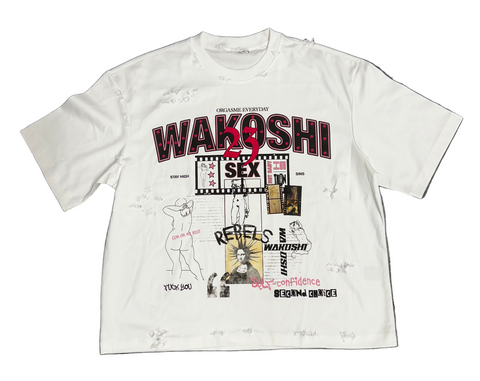 Wakoshi "Humanity Becomes A Symbol" Distressed Tee (White)