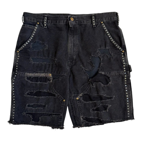 Rhinestone Studded Carpenter Shorts (Black)