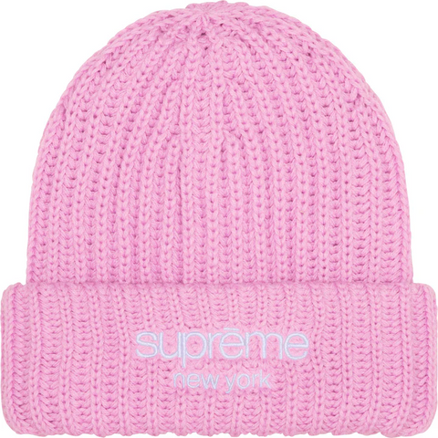 Chunky Rib Classic Logo Beanie (Pink)
