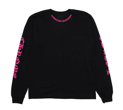 Chrome Hearts Neck Logo L/S Tee (Black/Pink)