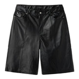 Black Lamb-Chop Leather Shorts