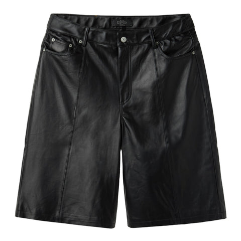 Black Lamb-Chop Leather Shorts