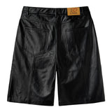 Black Lamb-Chop Leather Shorts