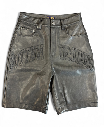 Bottega Desires Leather Shorts (Grey)