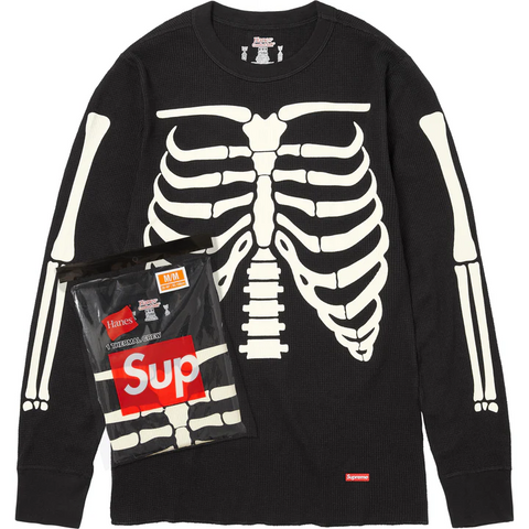 Supreme/Hanes Black Bone Thermal Crew (1 Pack)